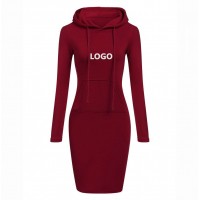 custom stylish fleece brushed women's  kamgaroo pocket sportswear long top casual dress plus size women clothing dress